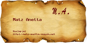 Matz Anetta névjegykártya